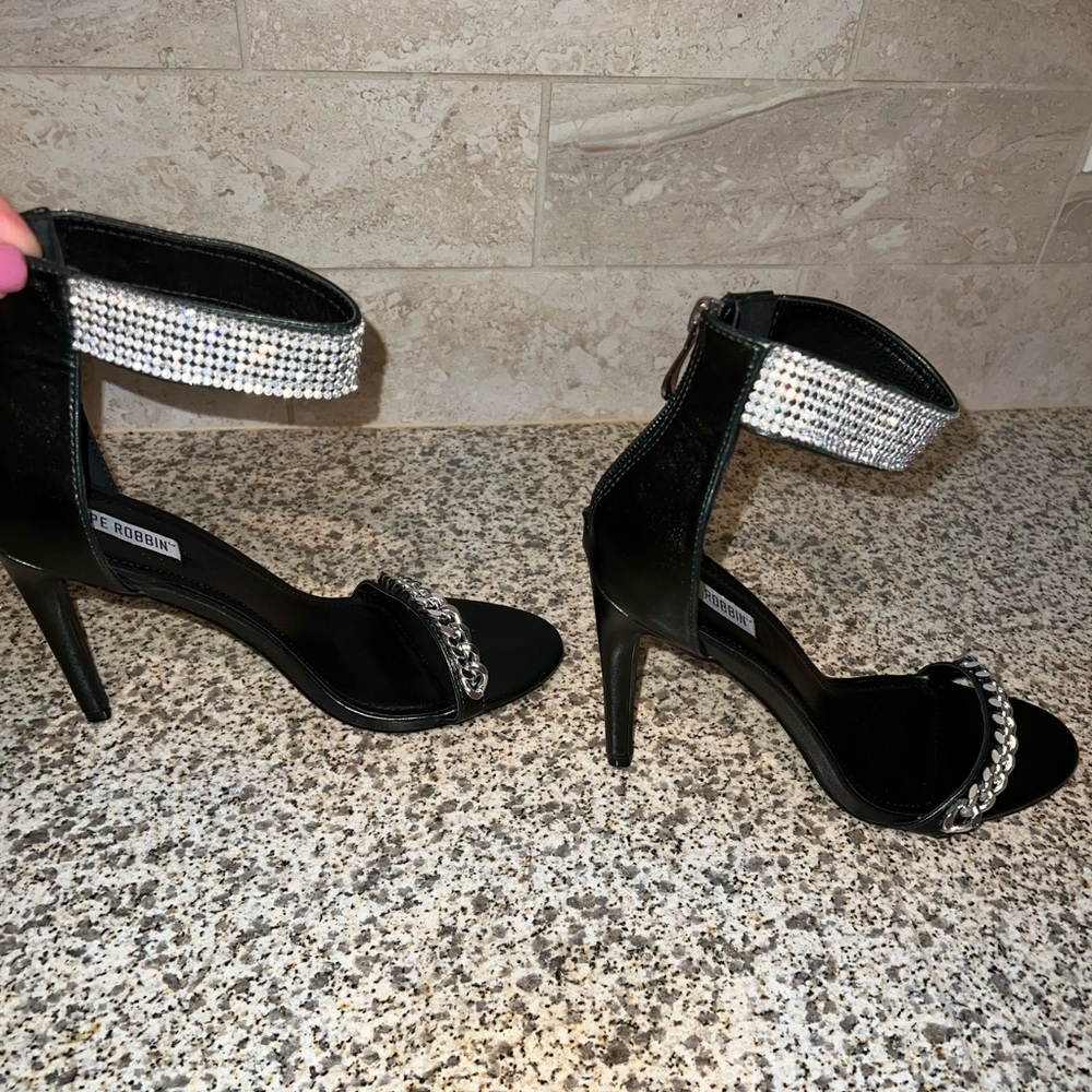Black BLING heels (chain detail)